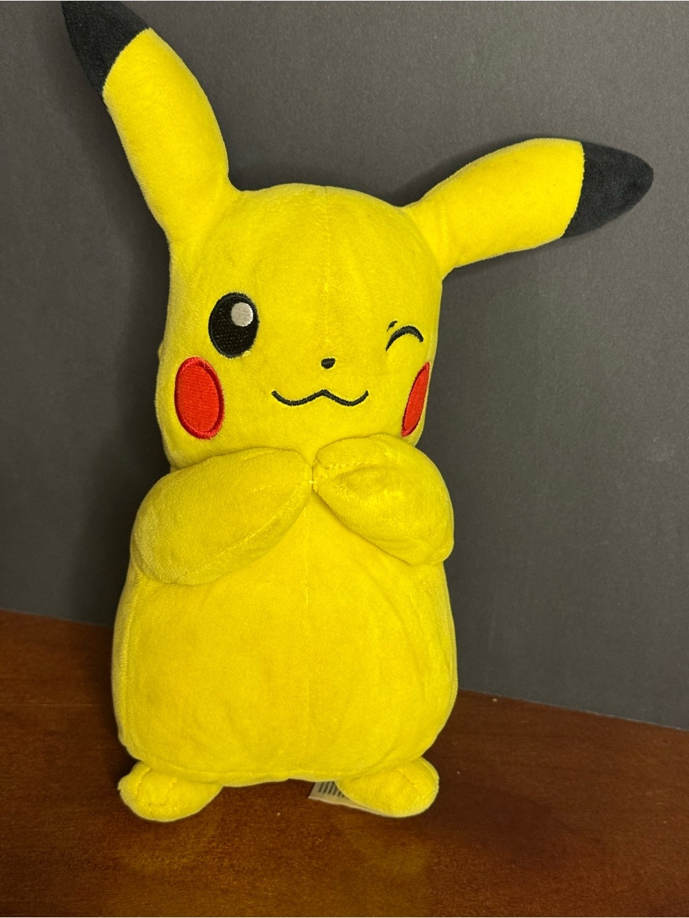 Pokemon Yellow and Black Pikachu Plush with Red Cheeks - Winking Face